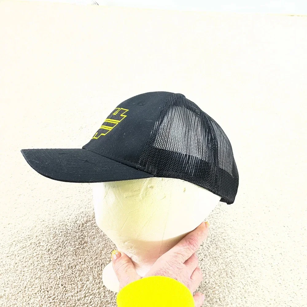 Outdoor Cap Trucker Hat Mens OSFM Black Yellow Logo‎ Snapback Mesh Baseball Cap